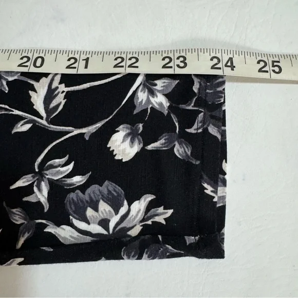 J. Jill Black & White Floral Midi Dress w/Pockets Long Sleeve Medium - Picture 8 of 11